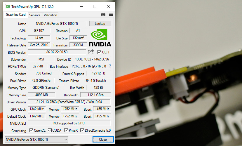 Nvidia Geforce GTX 1050Ti
