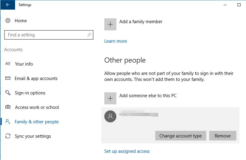 Windows 10 account